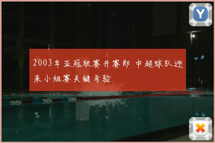 2003年亚冠联赛开赛即 中超球队迎来小组赛关键考验